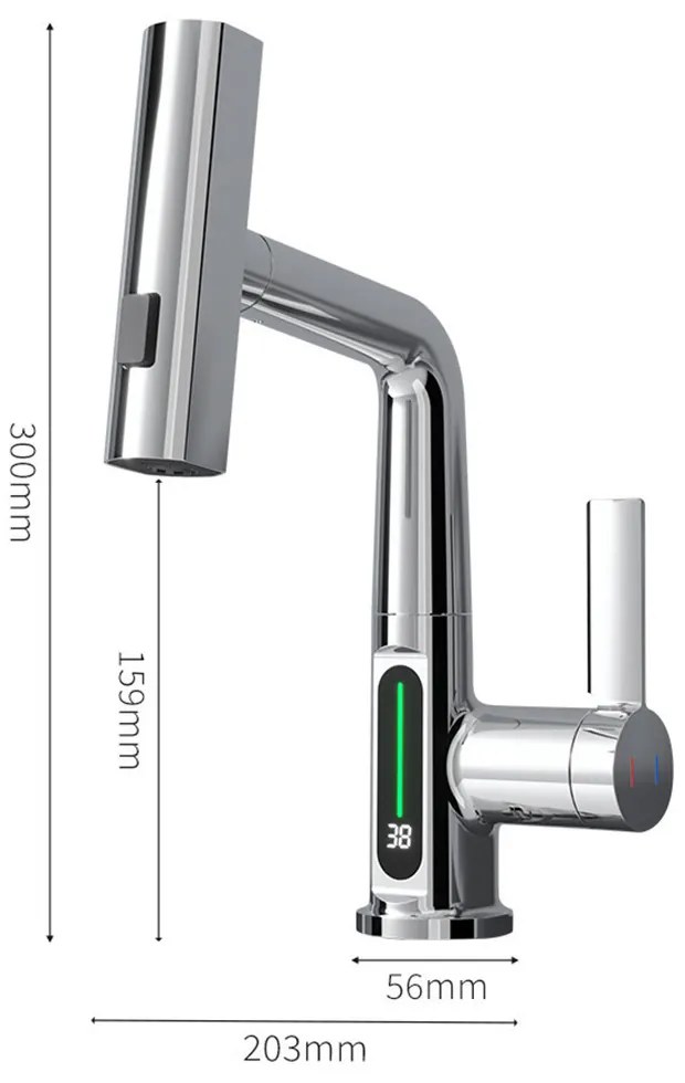 Mara mosogató csaptelep multifunkciós fejjel digitális kijelzővel