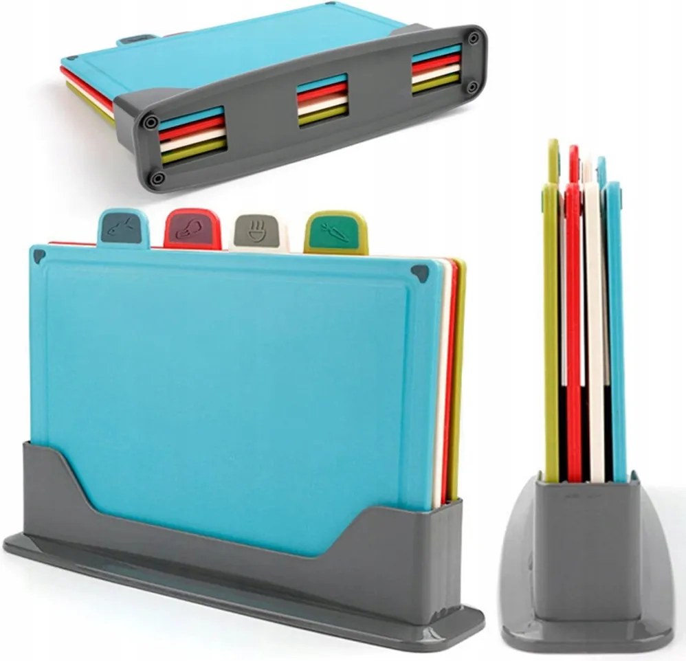 Konyhai Vágódeszka Szett 4 Db-os Konyhai Vágódeszka Állványon