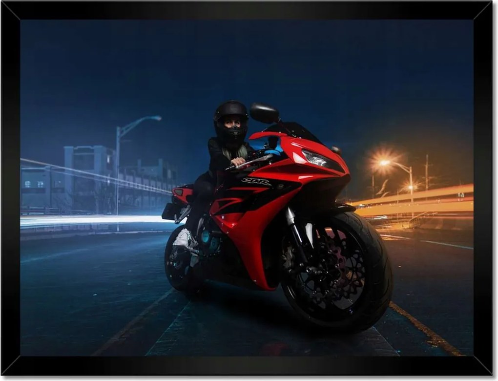Poszterek keretben 40x30 Piros motorkerékpár versenyautó