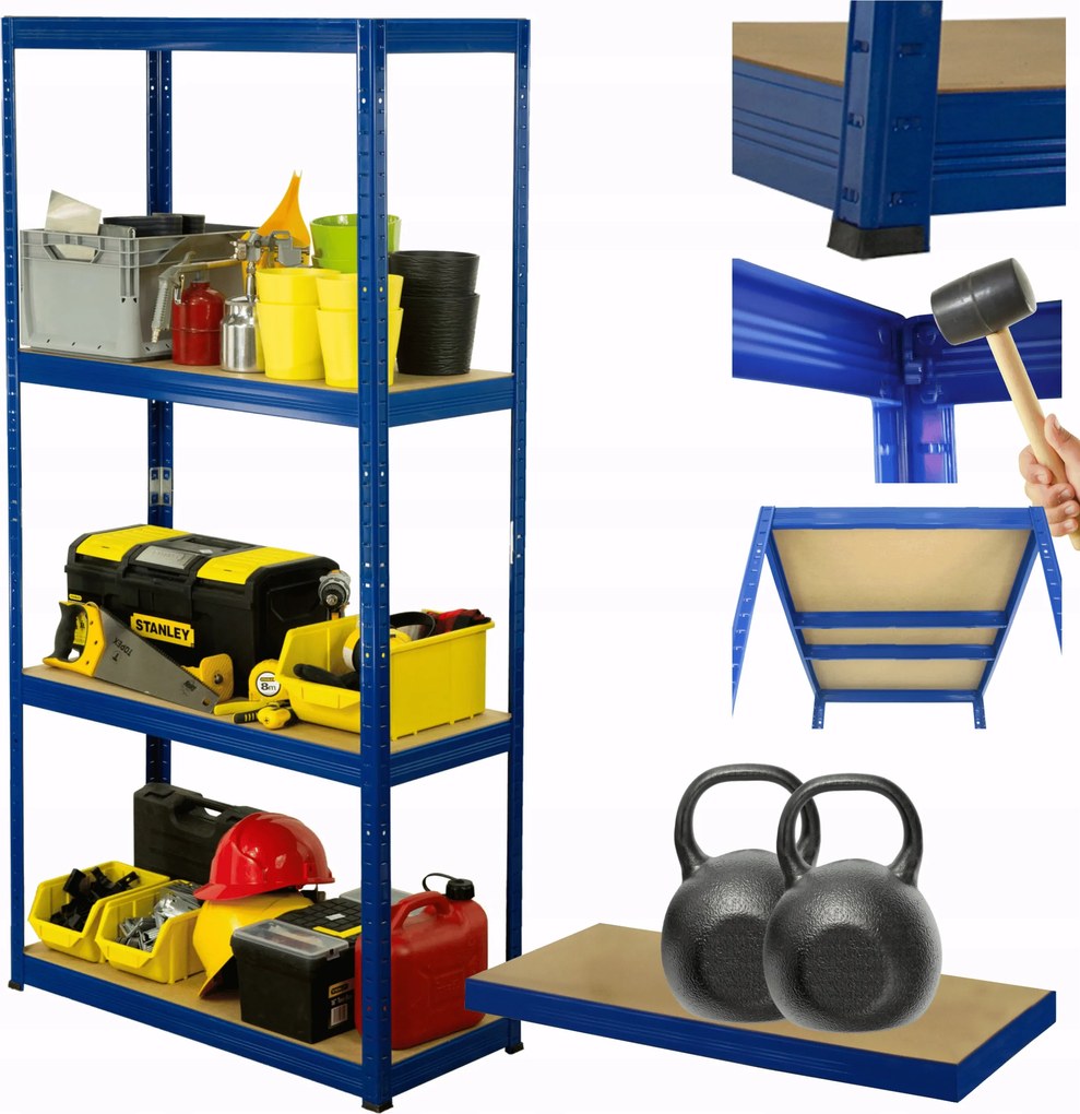 Fém tároló állvány garázs állvány Helios 180x120x35cm 4Px275kg