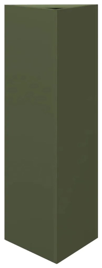 2 db olívazöld acél háromszög alakú kerti ültető 30x26x75 cm