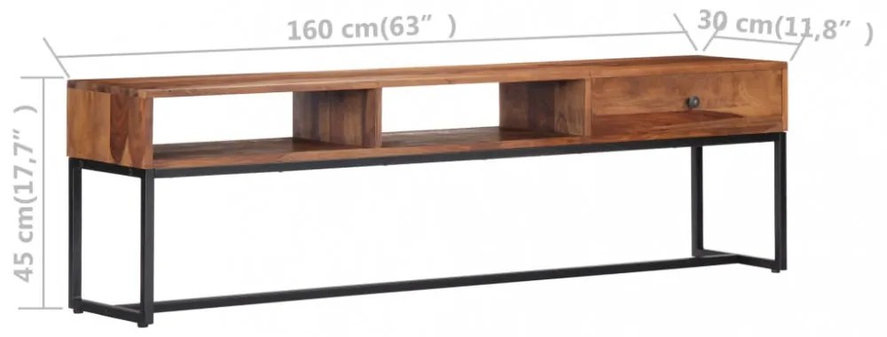tömör kelet-indiai rózsafa TV-szekrény 160 x 30 x 45 cm