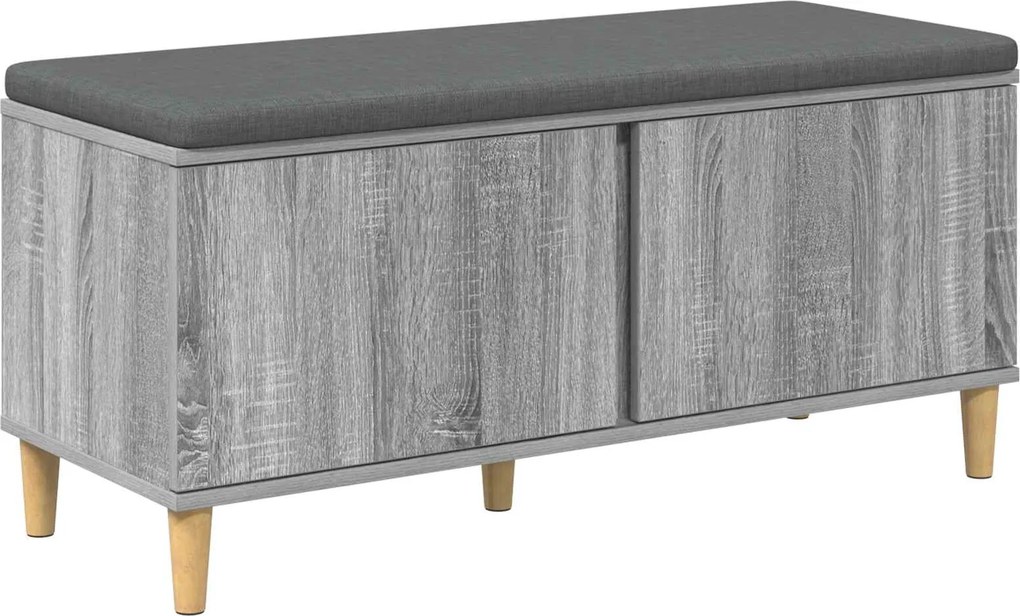 vidaXL Előtér pad Szürke Sonoma 100 x 38 x 46 cm Műanyag Fa és Szövet