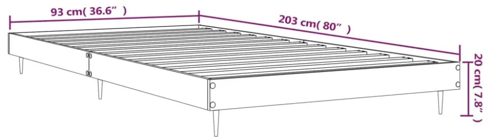 sonoma tölgy színű szerelt fa ágykeret matrac nélkül 90x200 cm