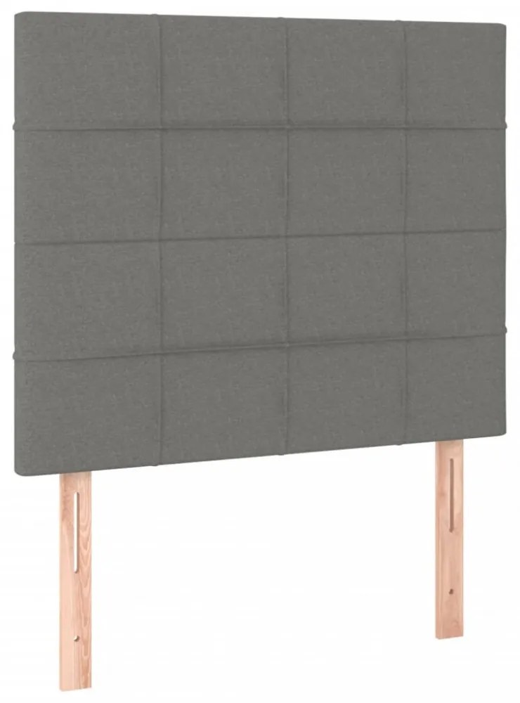 sötétszürke szövet rugós és LED-es ágy matraccal 90x200 cm