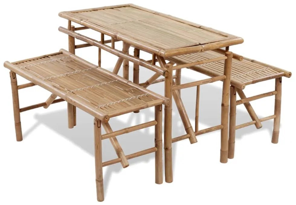 bambusz sörözőasztal 2 paddal 100 cm