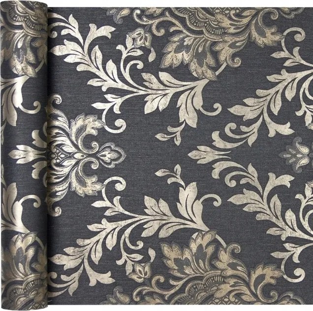 Tapéta Fekete Látványos Arany Vinyl Díszítés Flizelin