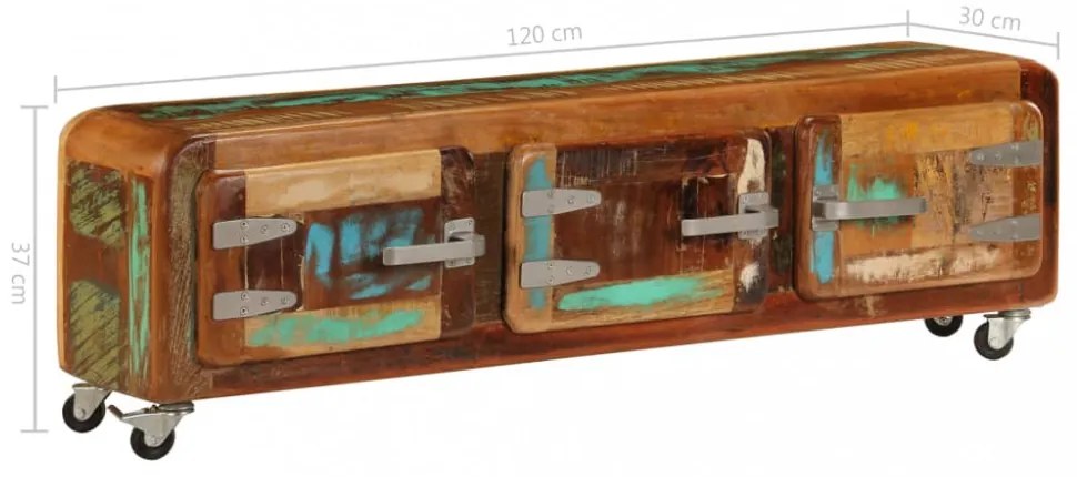 tömör újrahasznosított fa TV-szekrény 120 x 30 x 37 cm