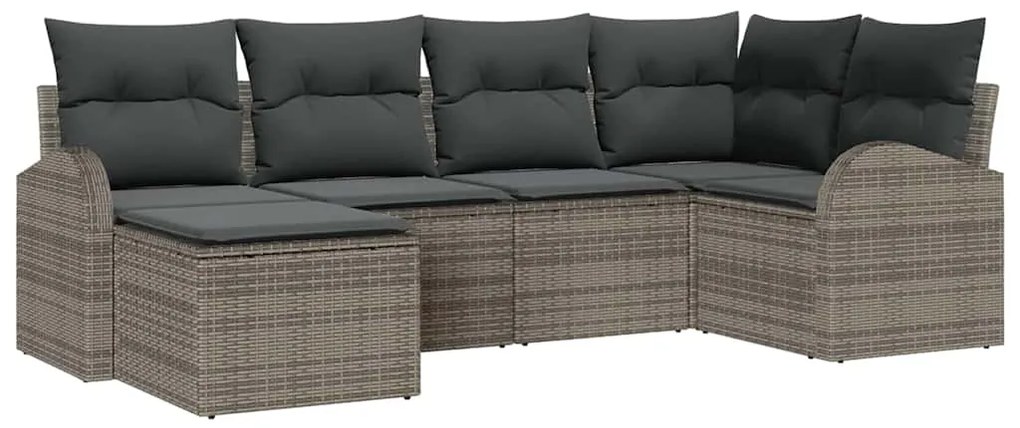 vidaXL Kanapé Szett párnával tárolóval 6 pcs Szürke polirattan