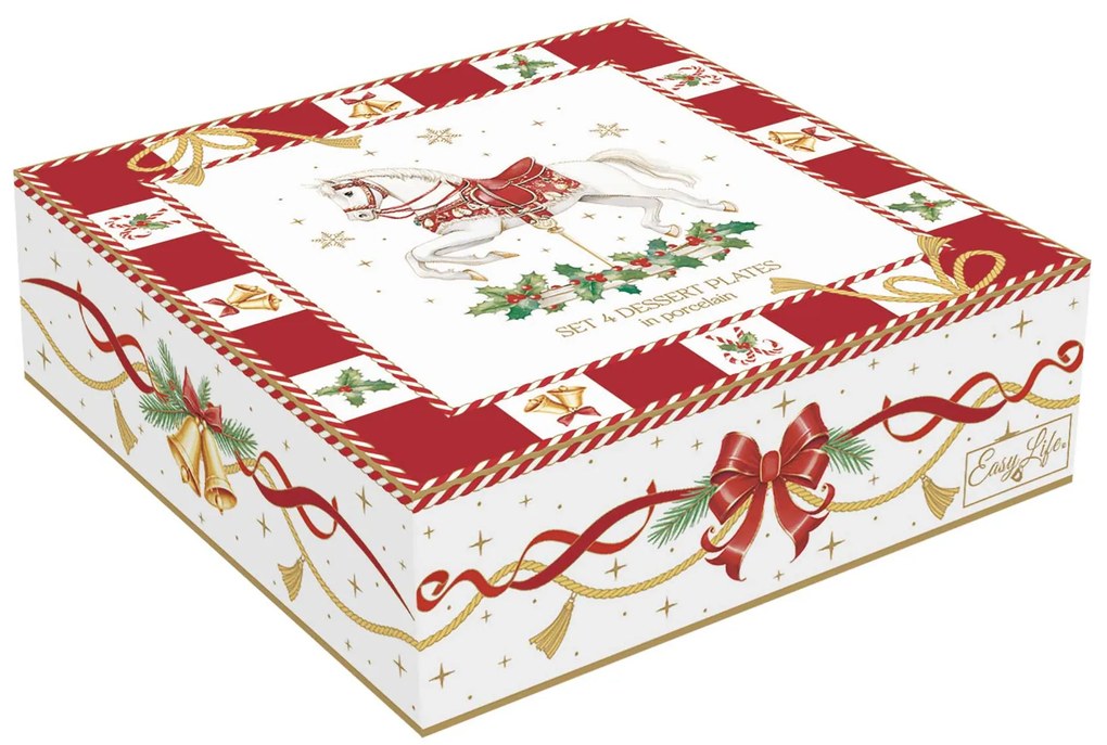 Karácsonyi porcelán kicsi desszertes tányér 4 db szett Ø 16 díszdobozban Christmas Tale