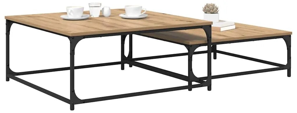 Fészkelt Kávézó Asztal 2 pcs kézműves tölgy 80 x 8035 x cm