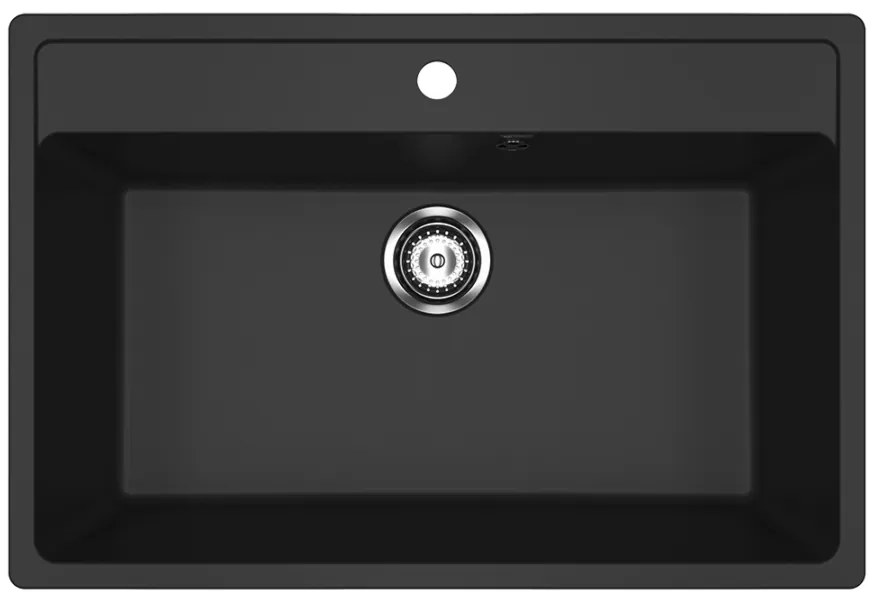 Ulgran U-600-344 Gránit Mosogatótálca - Egymedencés, Téglalap, Extra széles, Matt fekete