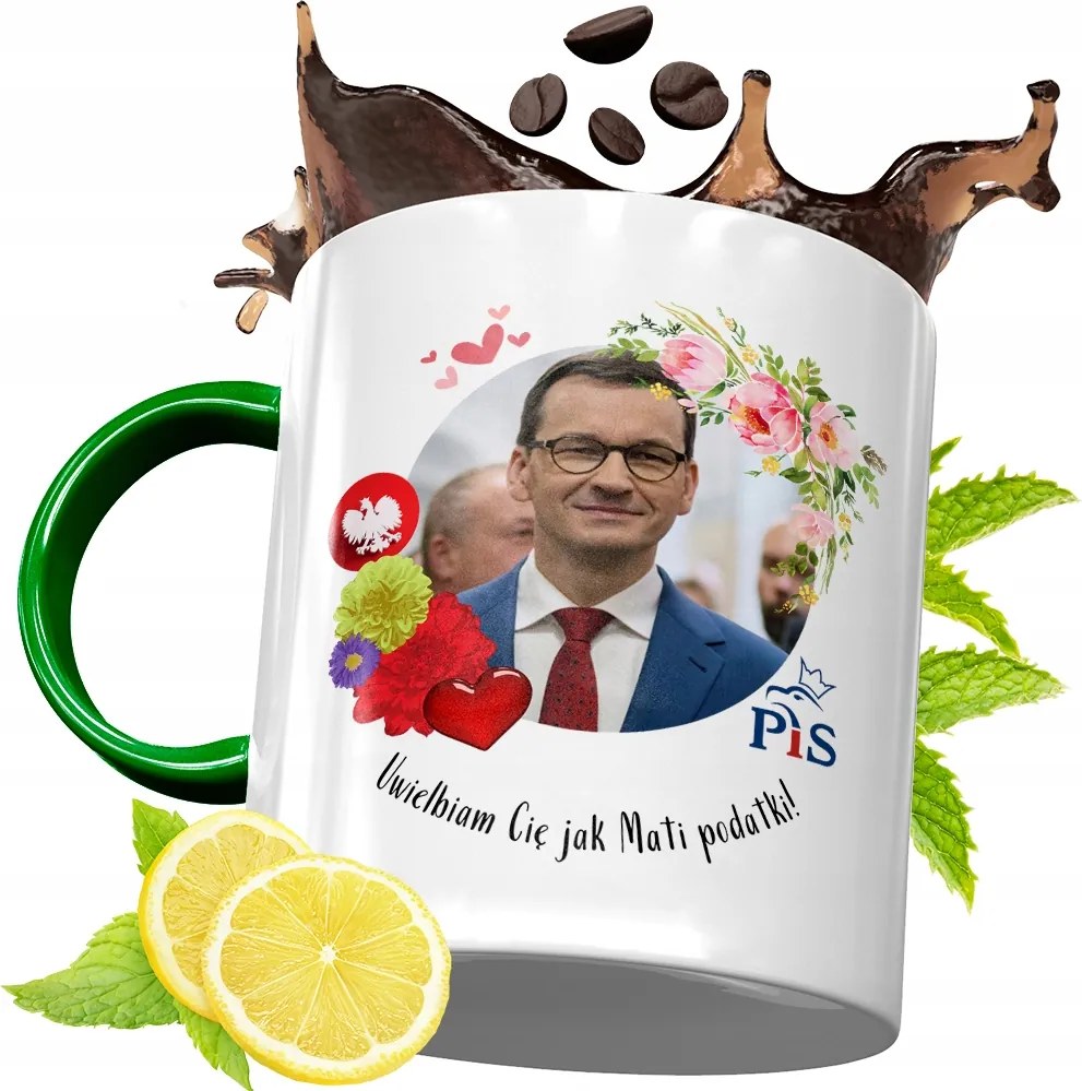 Máté Morawiecki Zöld Bögre Ajándék, fényképes nyomattal
