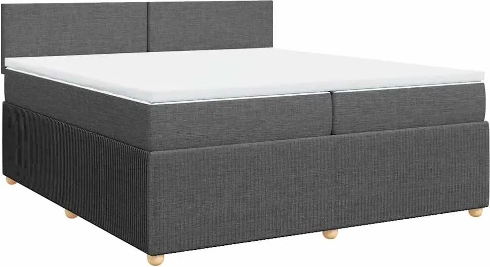 vidaXL sötétszürke szövet rugós ágy matraccal 200 x 200 cm