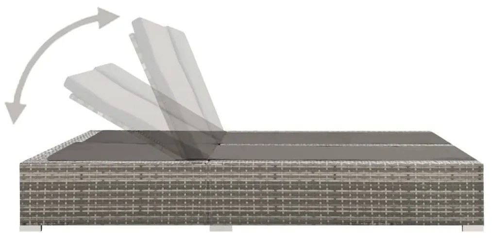 Kétszemélyes szürke polyrattan napozóágy