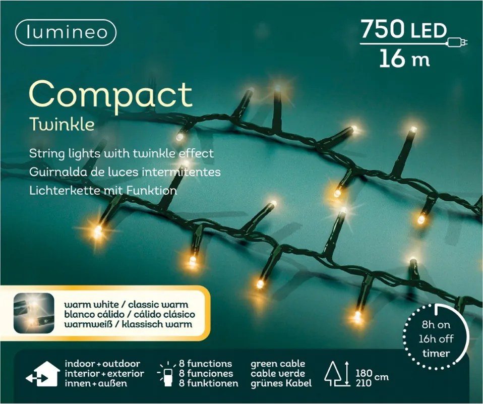 Lámpák 750 Led kültéri/beltéri Klasszikus/Meleg fehér 16m programozóval