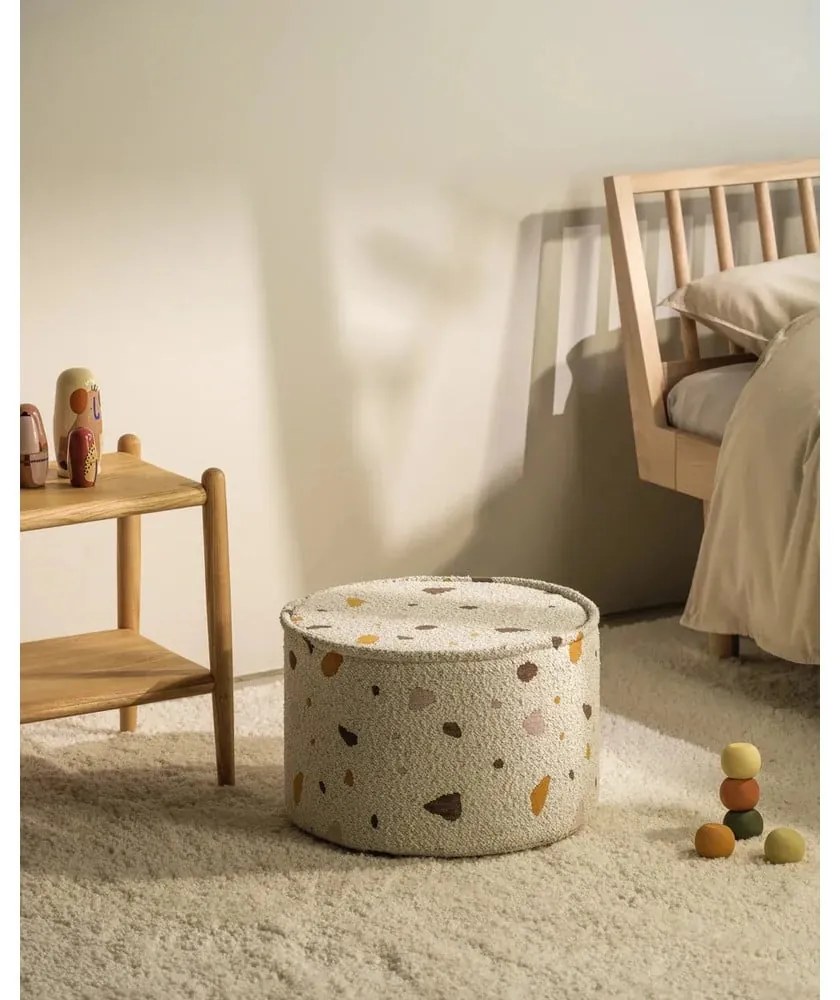 Fehér buklé-zsenília gyerek puff Terrazzo – Wigiwama