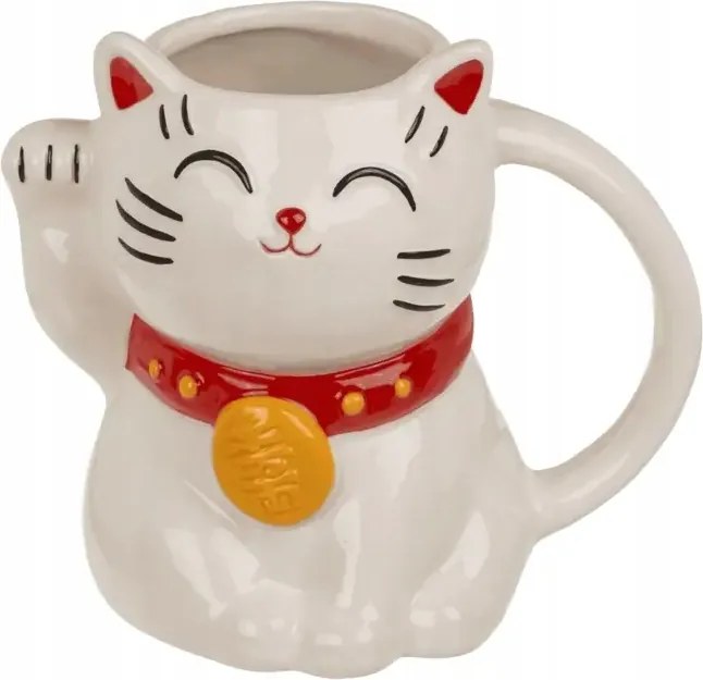 Fehér Nagy Bögre 500 ML Lucky Cat Ajándék Japán Rajongónak
