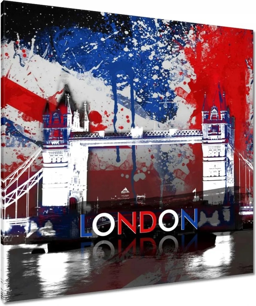 Vászonkép 90x90 Tower Bridge zászlóval