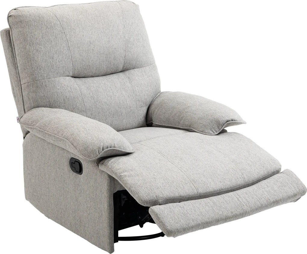 HOMCOM Dönthető TV Fotel Funkcióval, Lenhatású, Forgatható TV Fotel Zsebspring Rendszerrel, Lábpihentető, Nappaliba, Hálószobába, 160 kg Teherbírásig,