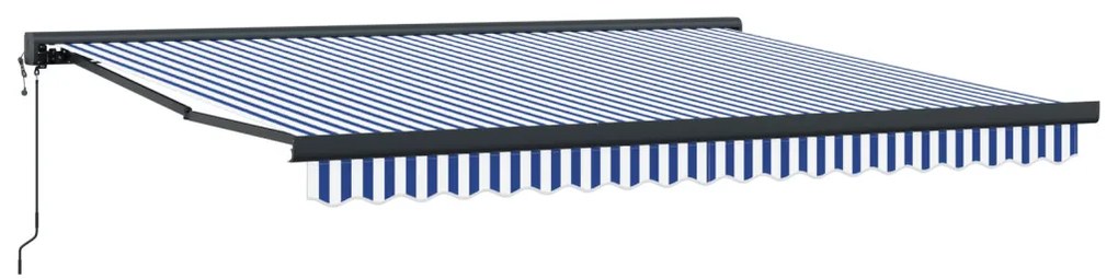 Automatikus Behúzható Napellenző Kék és Fehér 350x250 cm