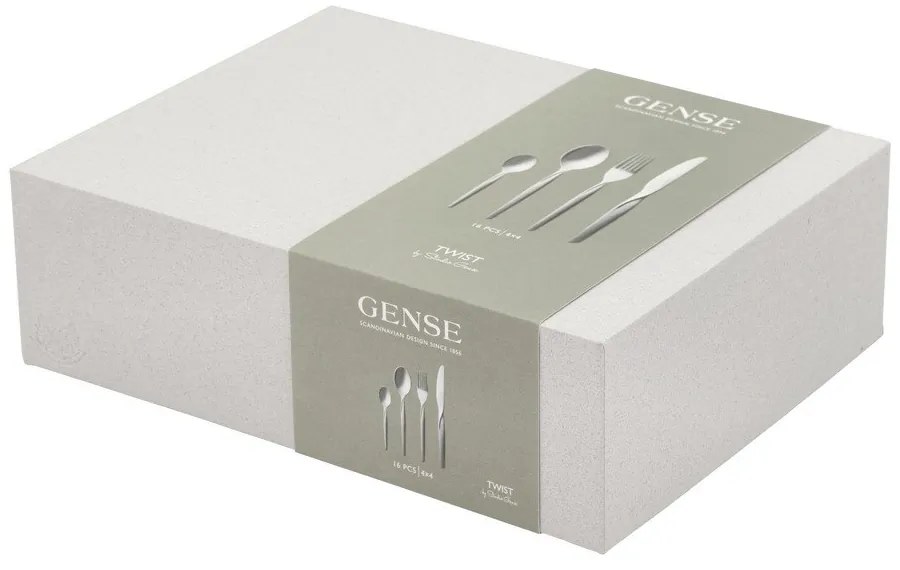 Ezüstszínű rozsdamentes acél evőeszköz készlet 16 db-os Twist – Gense