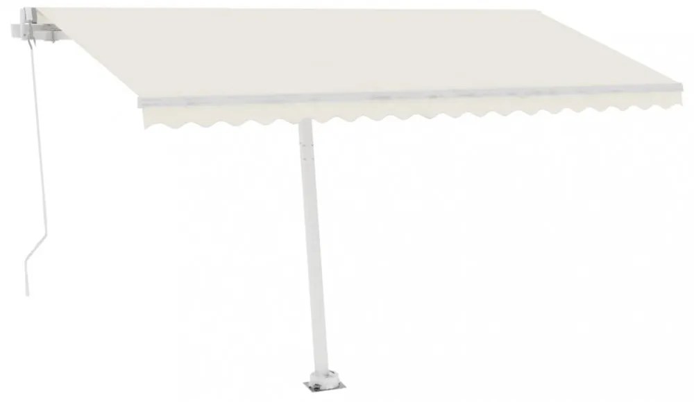 krémszínű kézzel kihúzható LED-es napellenző 400 x 350 cm