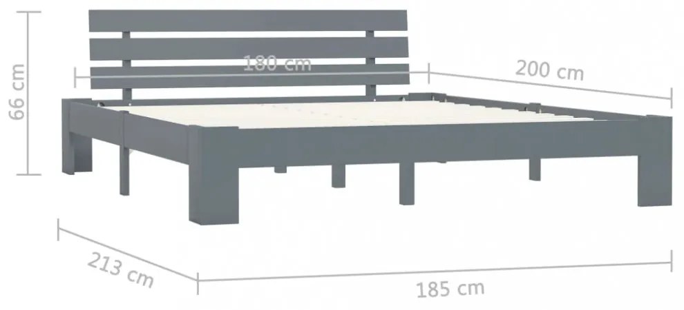 szürke tömör fenyőfa ágykeret 180 x 200 cm