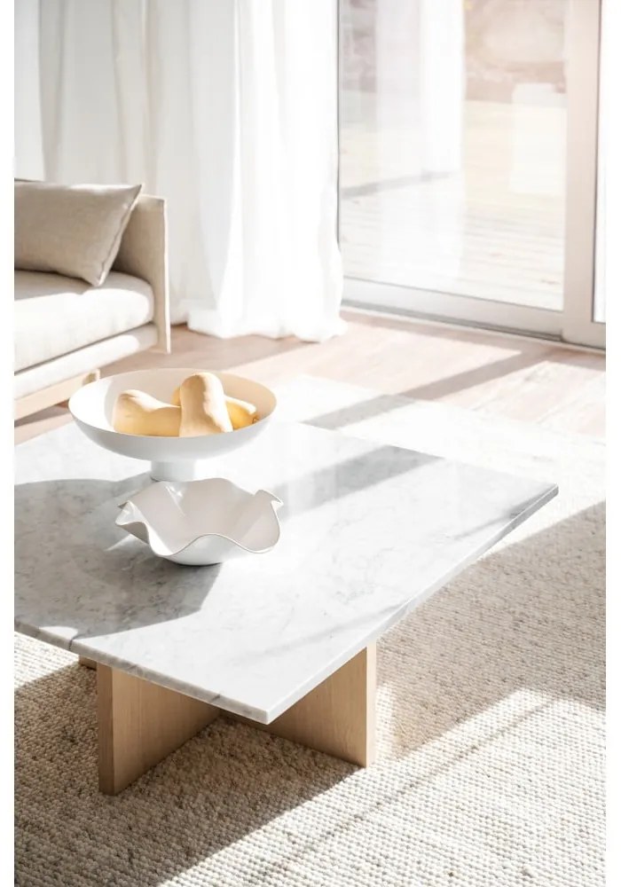 Fehér-barna márvány dohányzóasztal 90x90 cm Brooksville - Rowico