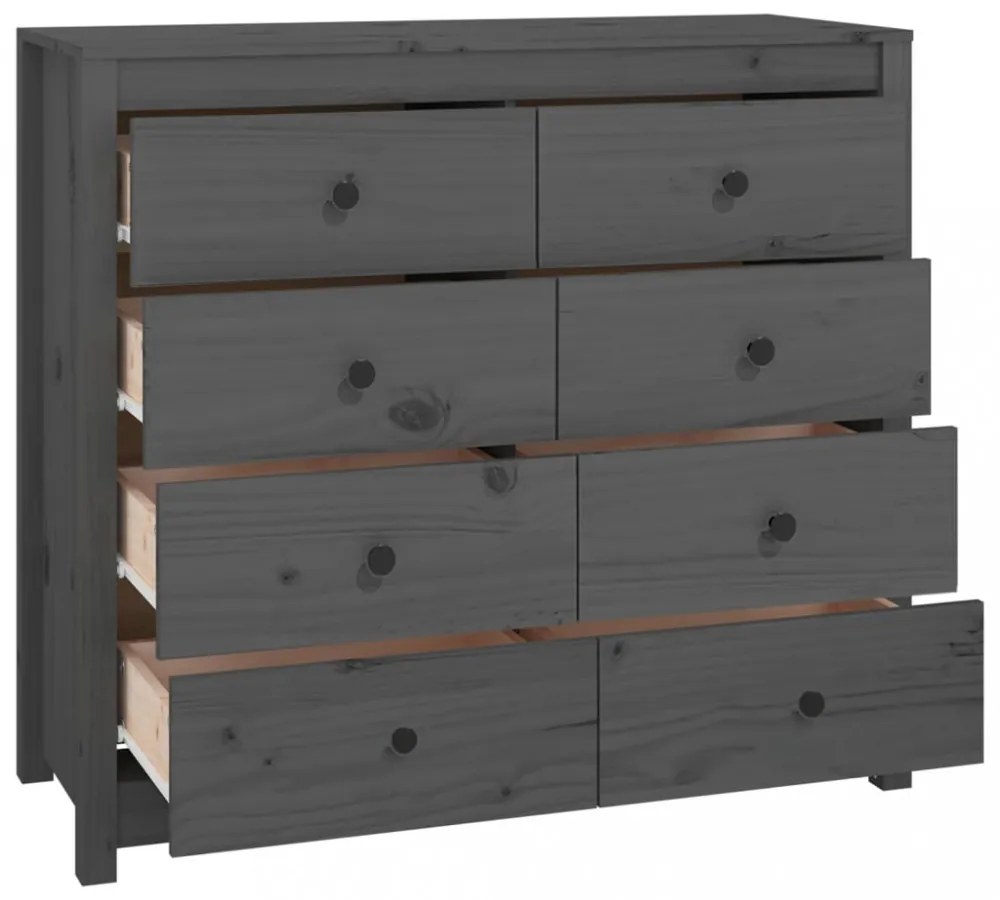 szürke tömör fenyőfa kisszekrény 100 x 40 x 90 cm