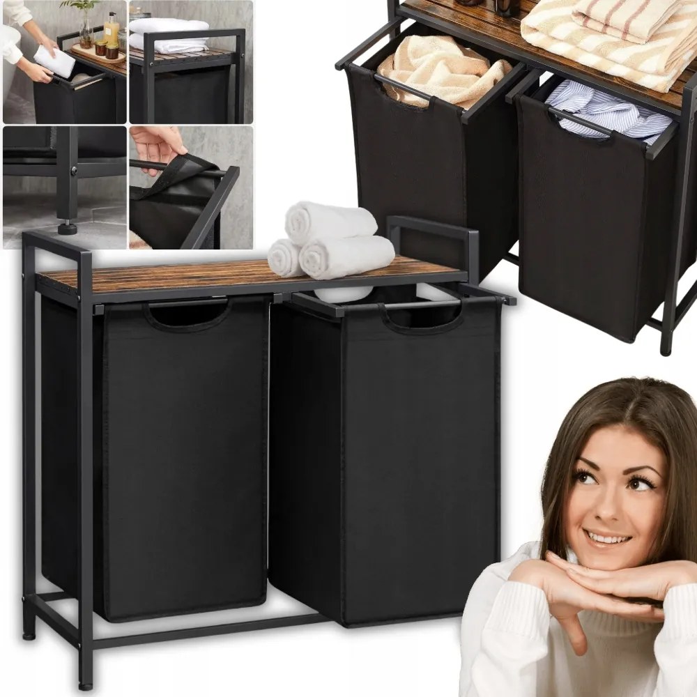 Nagy Szennyeskosár Szennyestartó Szennyes Ruhatartó Polccal Loft Vasa!