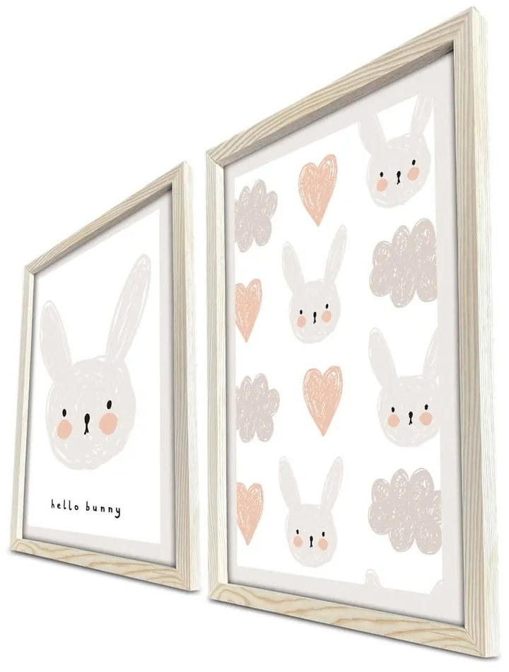 Gyerek kép készlet 2 db-os 38x53 cm Hello Bunny – Wallity