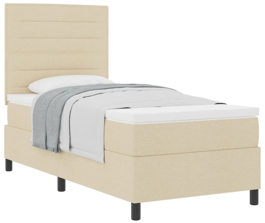 Box Spring Ágy matraccal Bézs 90x200 cm Szövet