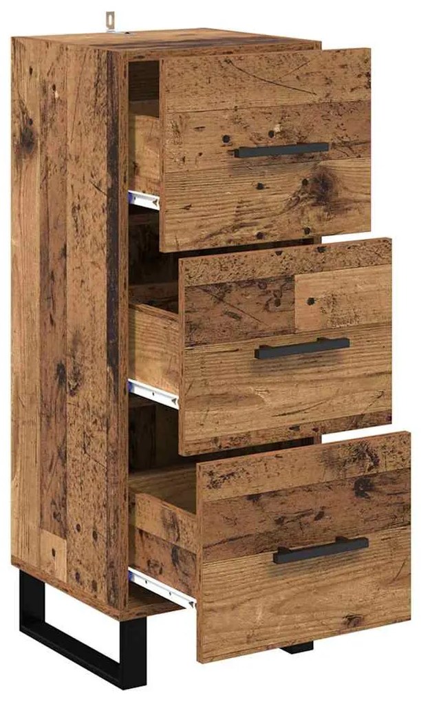 Széf fiókkal Öreg fa 34,5 x 34 x 90 cm Műszaki fa és vas