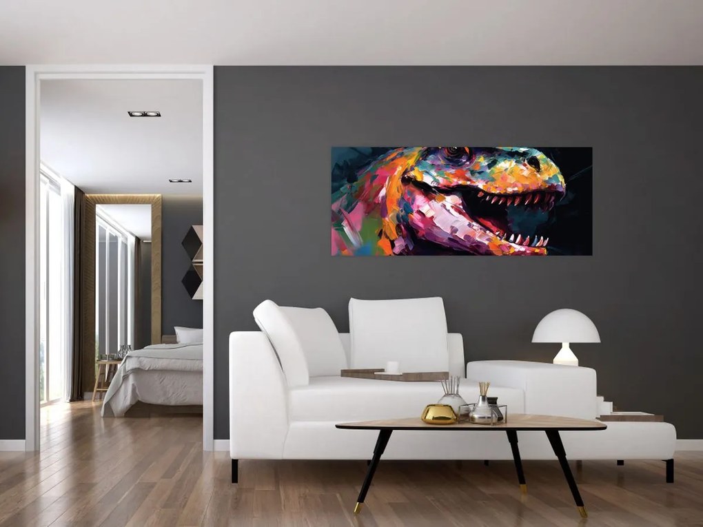 Kép - Dinoszaurusz, festészet (120x50 cm)