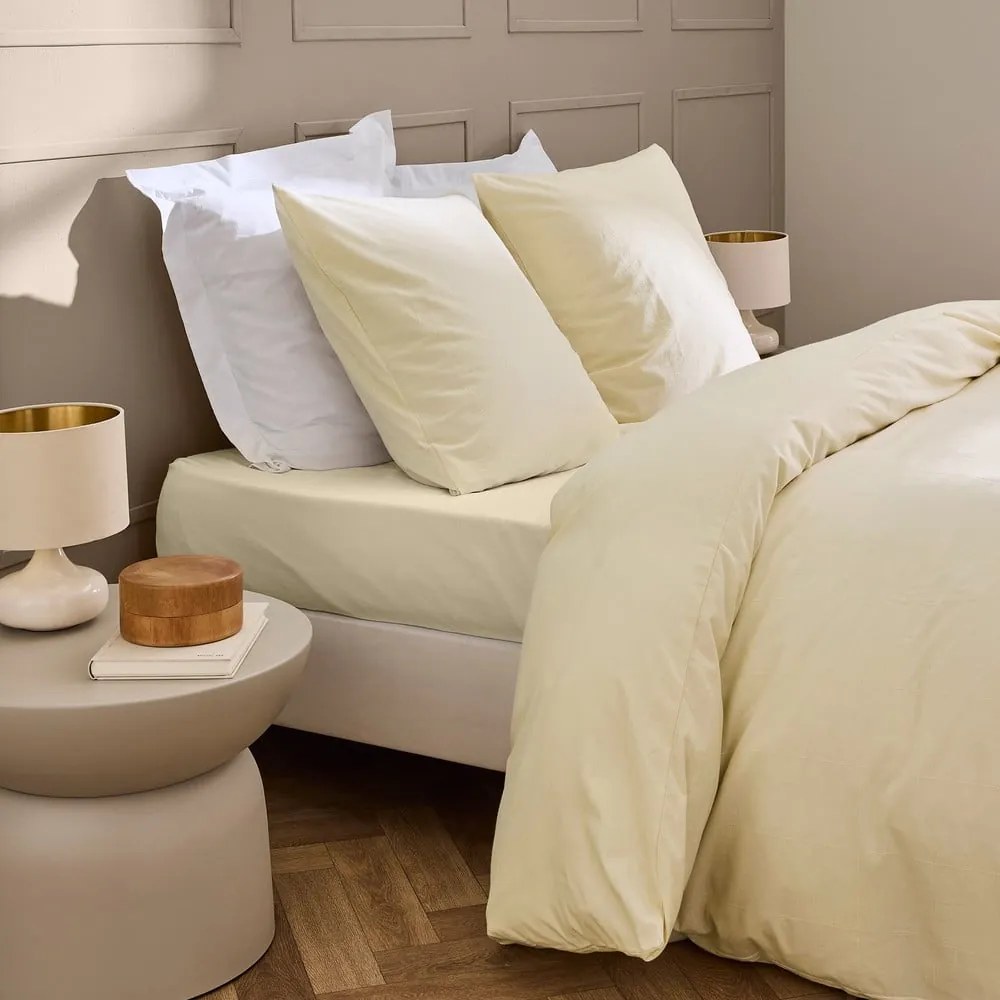 Elefántcsont színű lepedő 140x190 cm Linella – douceur d'intérieur