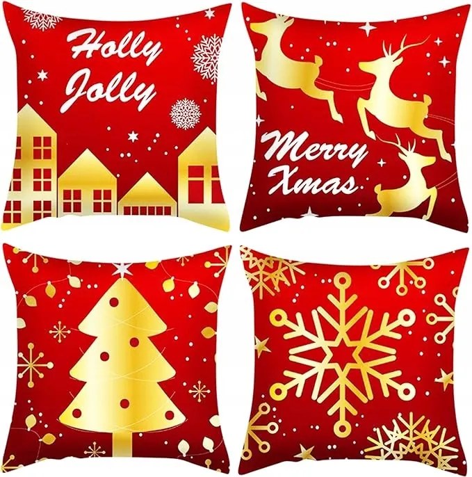 4x Párnahuzatok Karácsonyi dekoratív díszpárnahuzat
