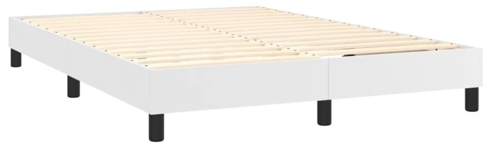 fehér műbőr rugós ágy matraccal és LED-del 140x200 cm