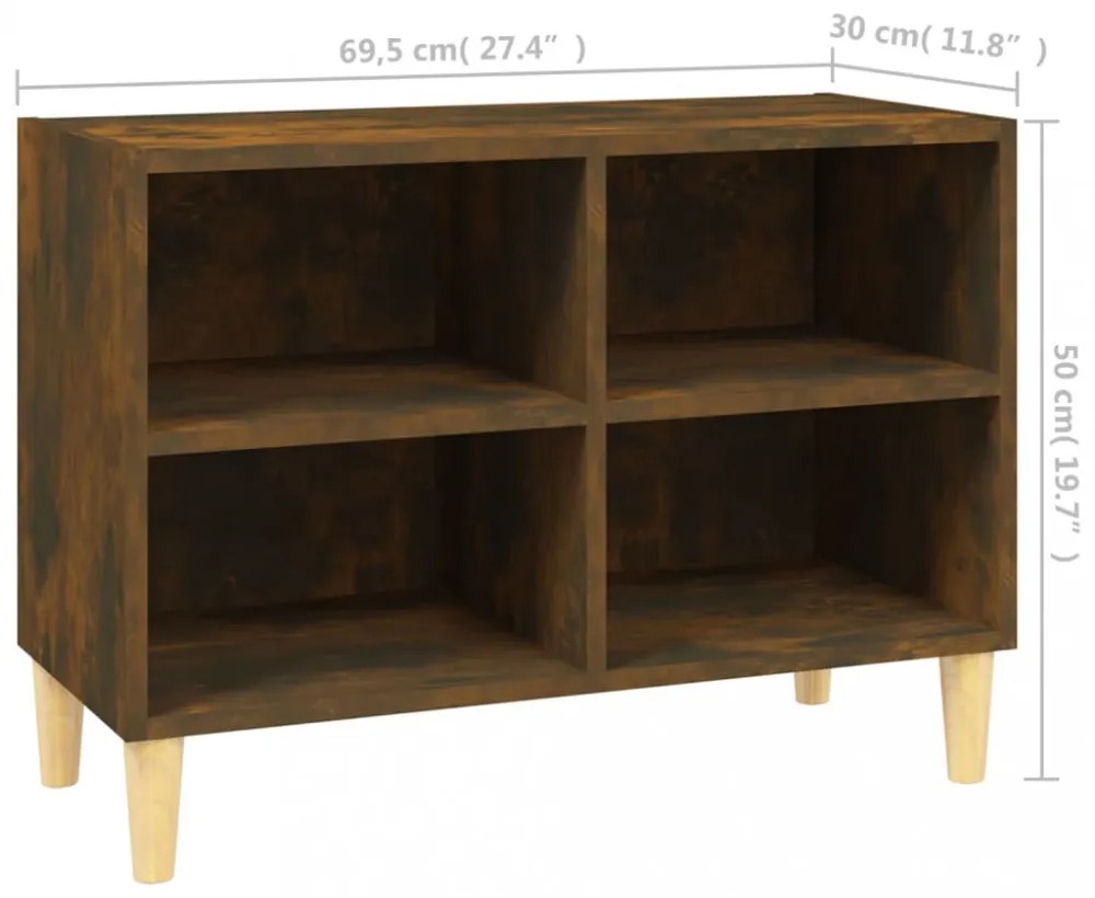füstös tölgy színű TV-szekrény tömör falábakkal 69,5x30x50 cm