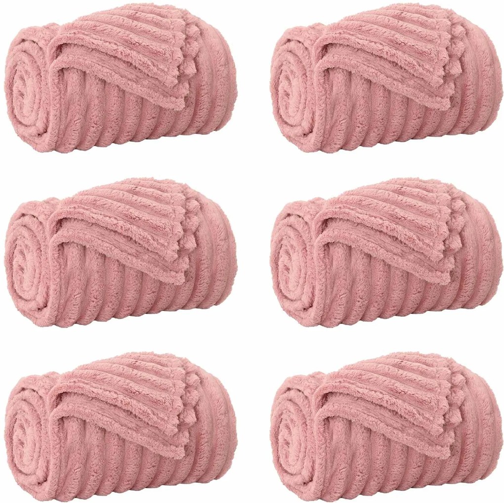 vidaXL Takarók 6 pcs Rózsaszín 200 x 150 cm Gyapjú