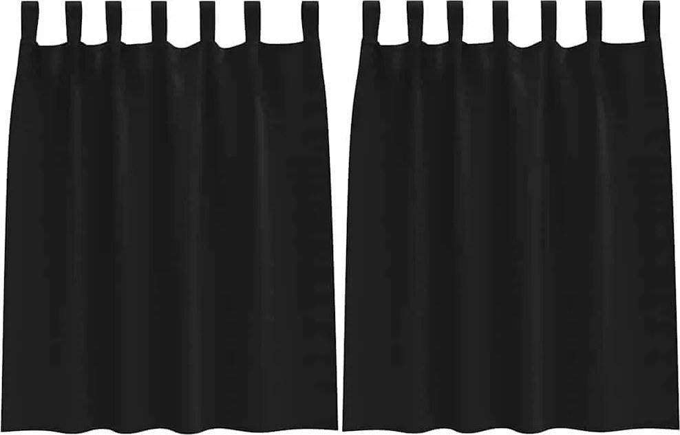 vidaXL Fekete Függöny Gyűrűkkel 2 pcs Fekete 140 x 140 cm Poliészter