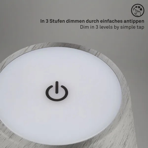 Brilo - LED újratölthető érintésvezérlésű asztali lámpa KIKI LED/2,6W/5V IP44 2600 mAh ezüst