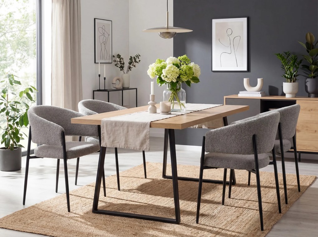 Étkezőszék AKITA fekete lábakkal, szürke