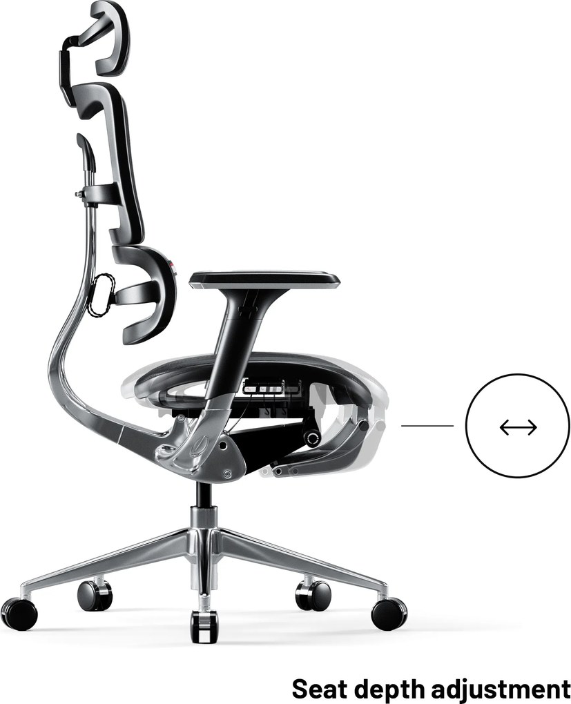 Ergonomikus irodai szék lábtartóval Normal Size, fekete: Diablo V-Master