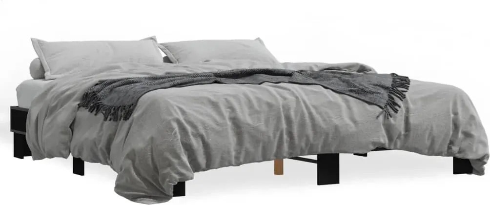 vidaXL fekete szerelt fa és fém ágykeret 200 x 200 cm