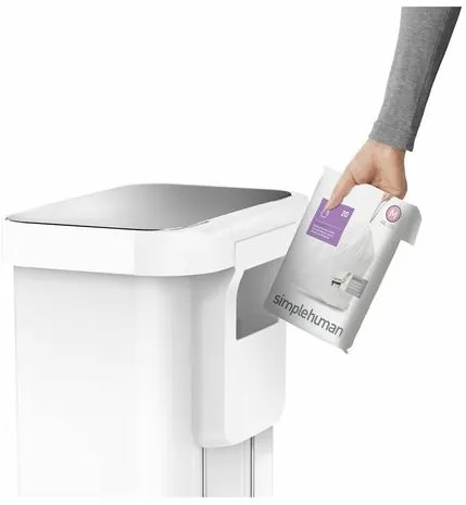 Simplehuman pedálos szemetes 45 l, fehér