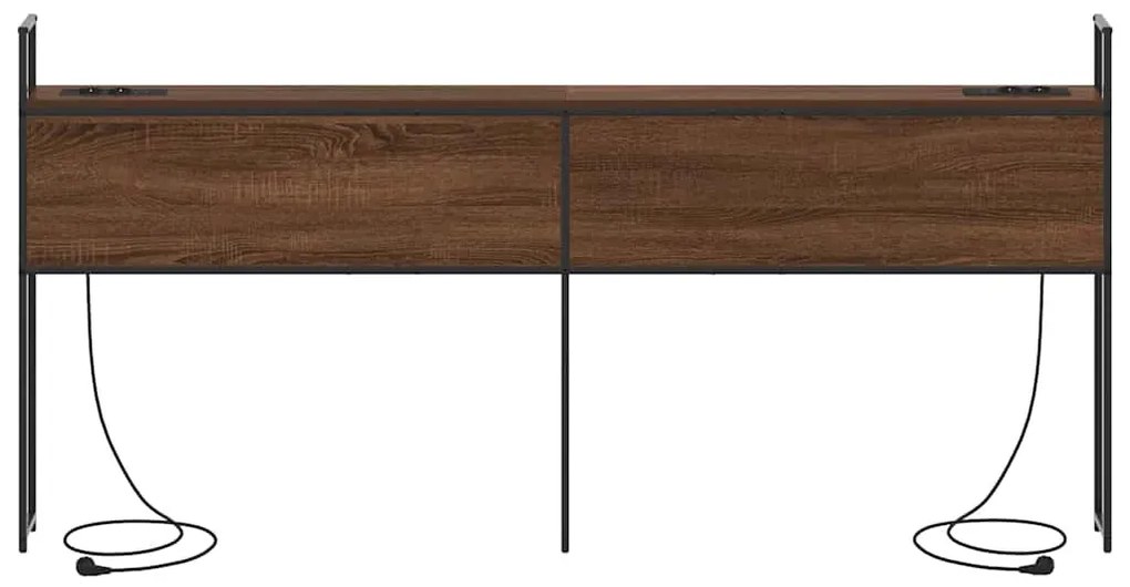 Tárolós Fejtámla Töltő Állomással barna tölgy 200 cm Faanyag