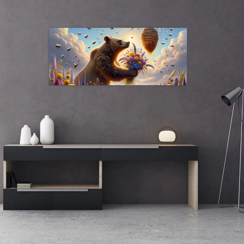 Kép - Medve és méhek (120x50 cm)