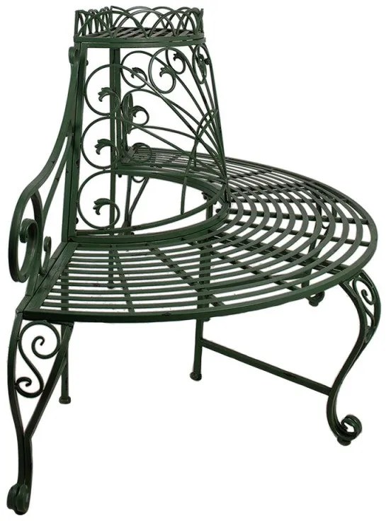 Félkör alakú antikolt zöld kerti pad