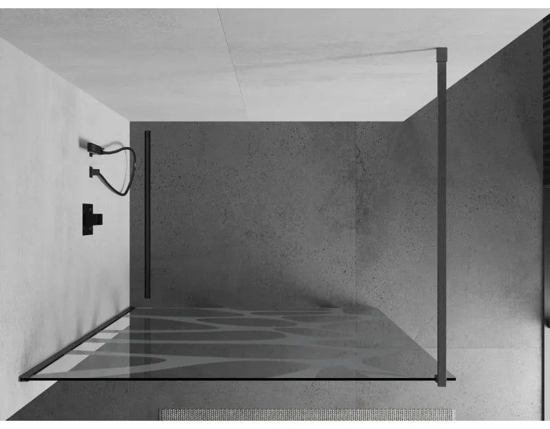 Mexen Kioto, Walk-In zuhany paraván 100 x 200 cm, 8 mm átlátszó üveg fehér mintás, grafit profil, 800-100-101-66-97